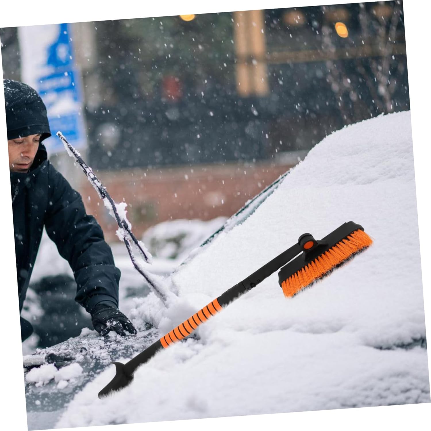 Winter Car Ice Scraper Brush SUV Truck Windshield Removal Tool Extendable Handle Rotating Brush Soft Head