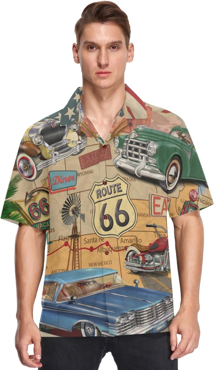 Hawaiian Shirt for Men Loose-Fit Short Sleeve Button Down Beach Casual Shirts