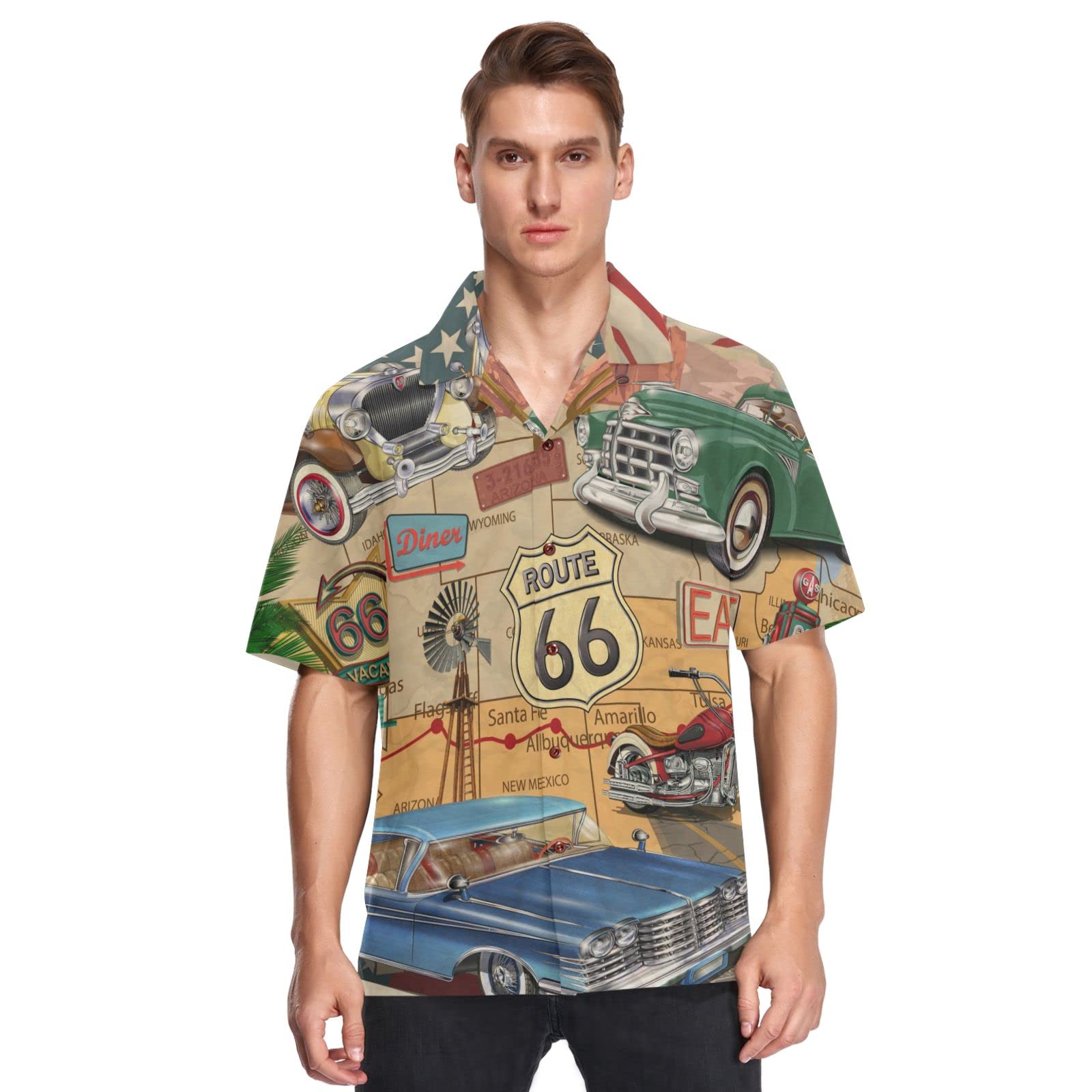 Hawaiian Shirt for Men Loose-Fit Short Sleeve Button Down Beach Casual Shirts