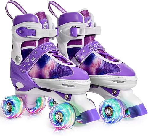 Gonex Patines de ruedas para niñas, niños y mujeres con todas las ruedas iluminadas, patines ajustables para principiantes, niños pequeños y