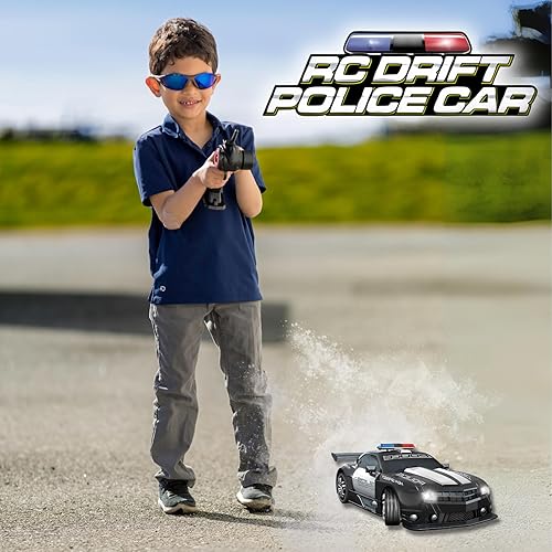 Miniatura 2 de Haktoys Coche de policía a control remoto RC de alta velocidad Cop Chase escala 1:12 Vehículo deportivo de patrulla de control de radio con faros