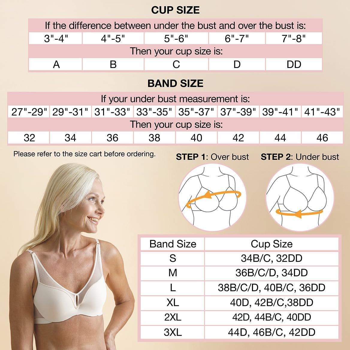 Women’s Wireless Cross and Shape Bra, 2-Pack, White, 34C