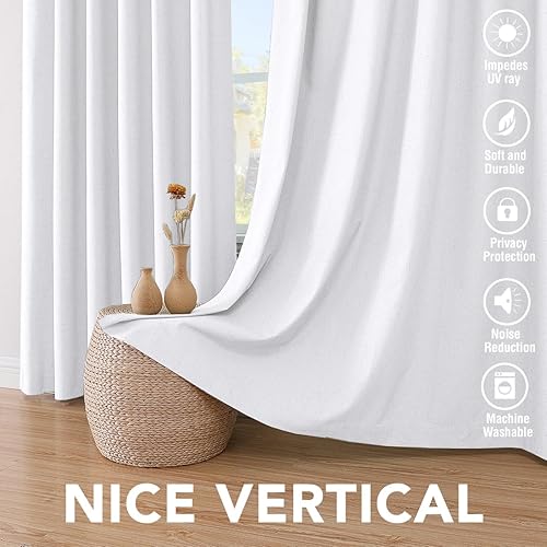 Miniatura 7 de H.VERSAILTEX Cortinas 100% opacas con aislamiento térmico, texturizadas, de lino, con bloqueo completo de calor y luz, para sala de estar y