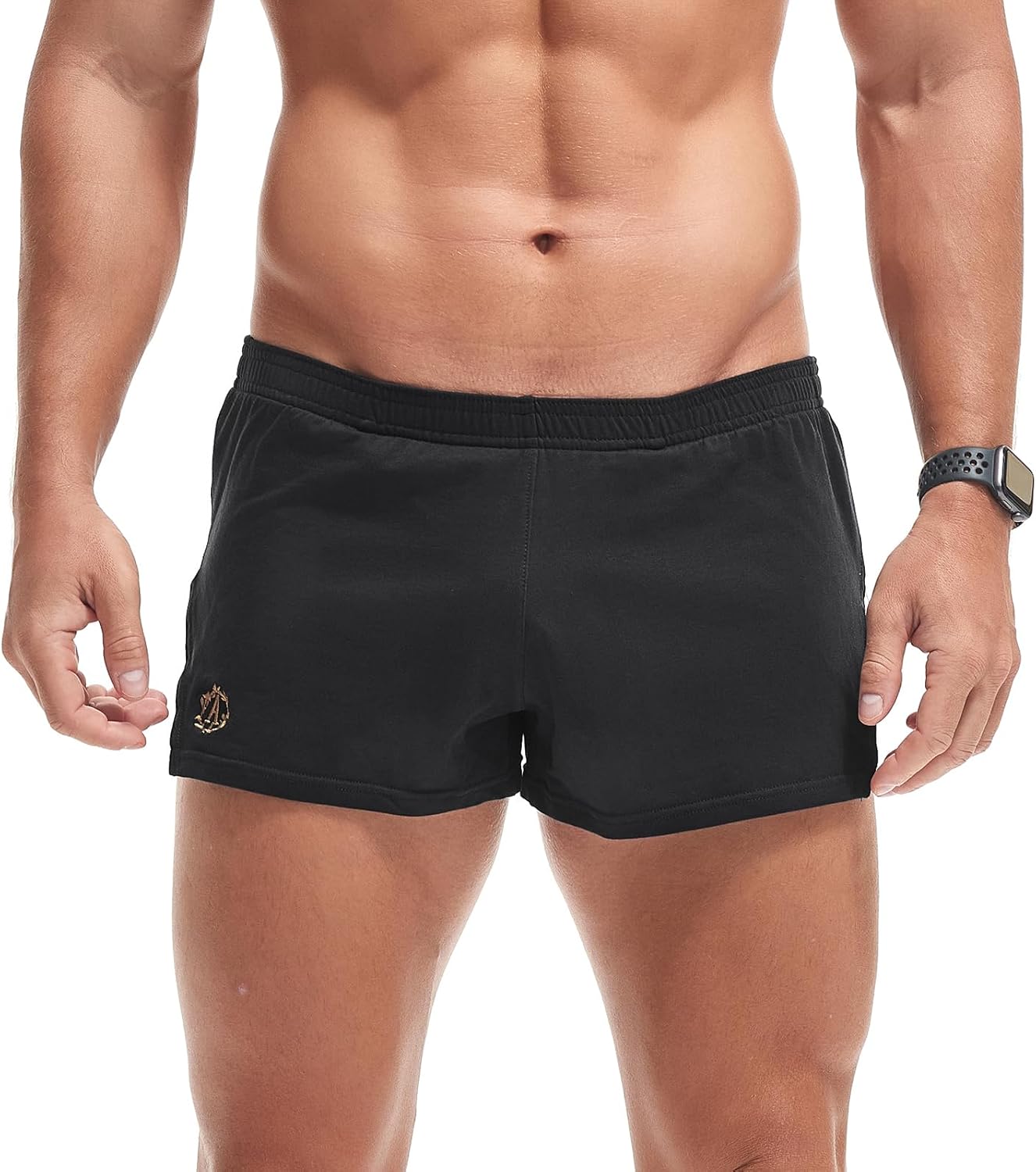 AMY COULEE Mens Cotton Gym Shorts Bodybuilding Lifting Lounge Split Shorts Lightweight Sleep Bottoms
