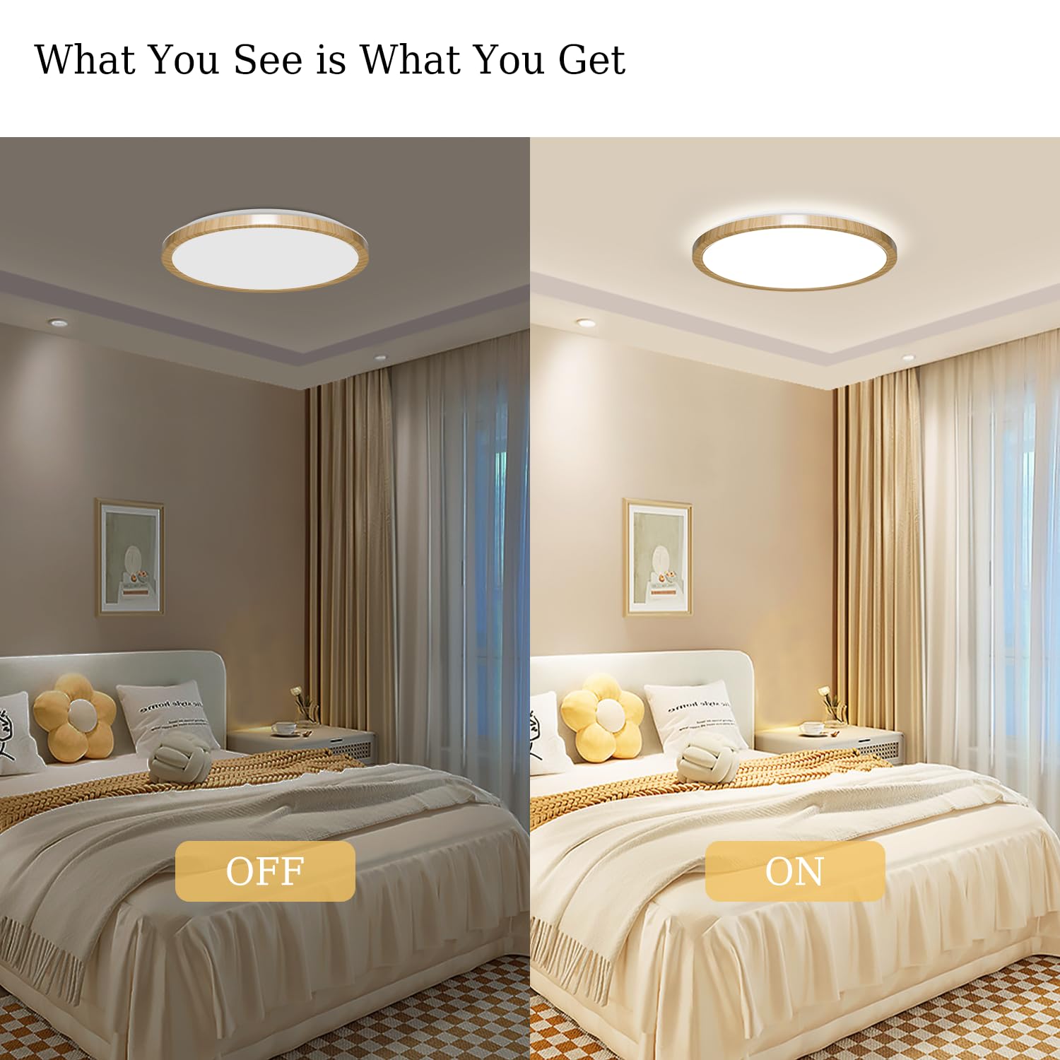 Plafoniera a LED piatta, rotonda, in legno, 24 W, 4000 K, per soggiorno, camera da letto, ufficio, cucina, bagno, corridoio, balcone, ragazza, cameretta dei bambini, diametro 30 cm