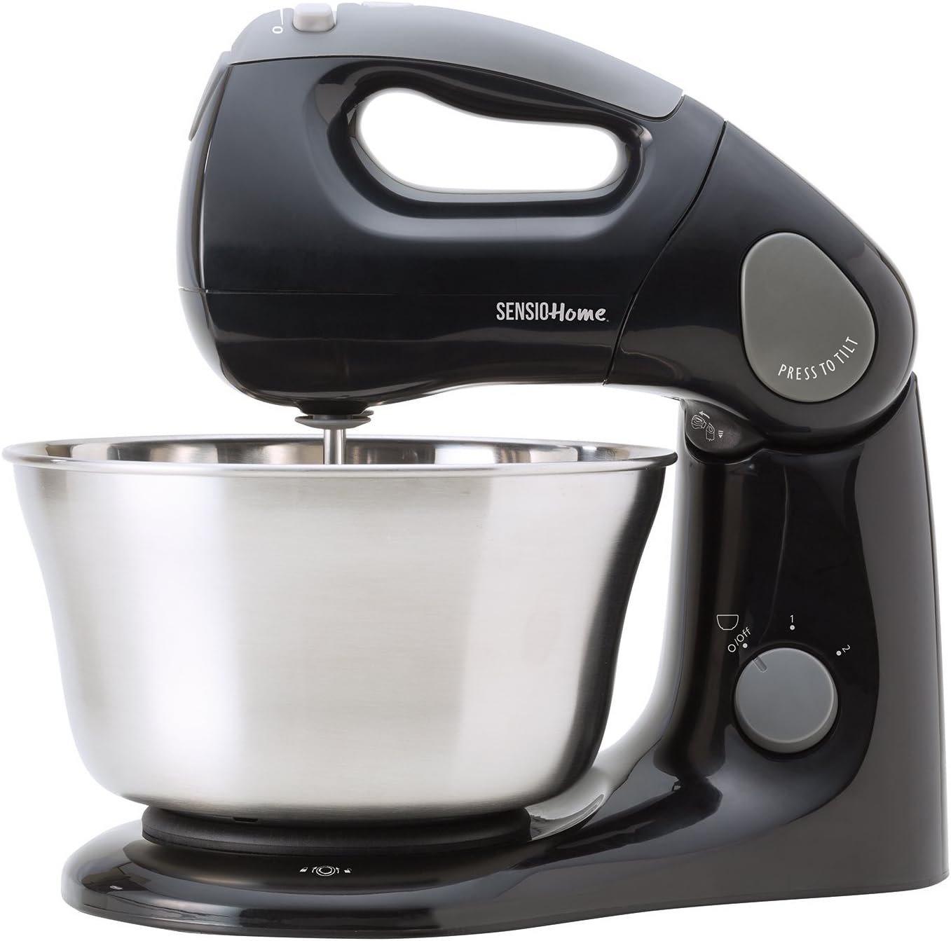 Sensio 2-in-1 Stand & Hand Mixer - 380W Twin Motor - Tilting Head - 3.2L Bowl - Splash Protection, Beaters, Dough Hook, Spatula - Patented Design Mixes All Contents - 60 Days Risk Free