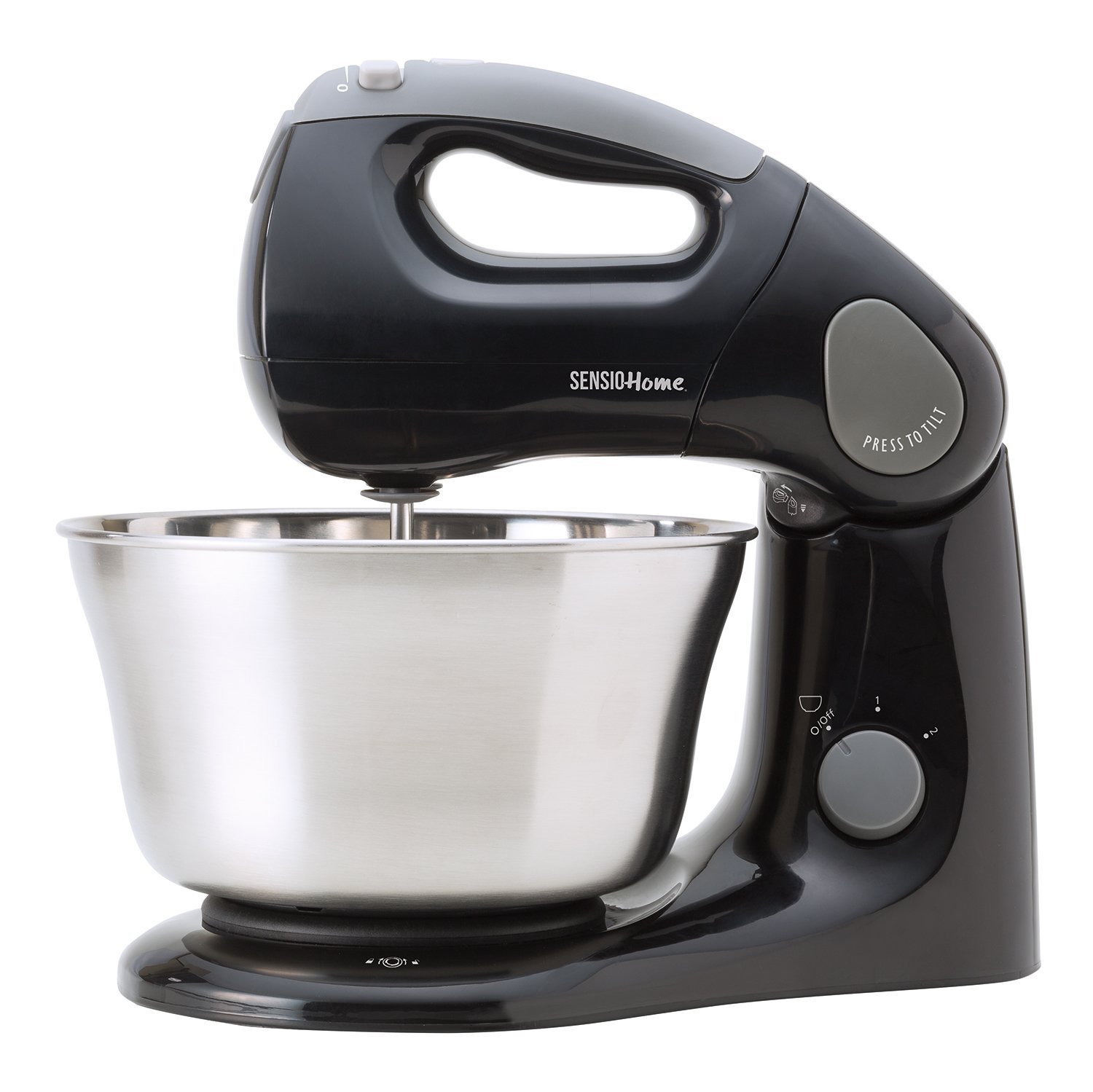 Sensio 2-in-1 Stand & Hand Mixer - 380W Twin Motor - Tilting Head - 3.2L Bowl - Splash Protection, Beaters, Dough Hook, Spatula - Patented Design Mixes All Contents - 60 Days Risk Free