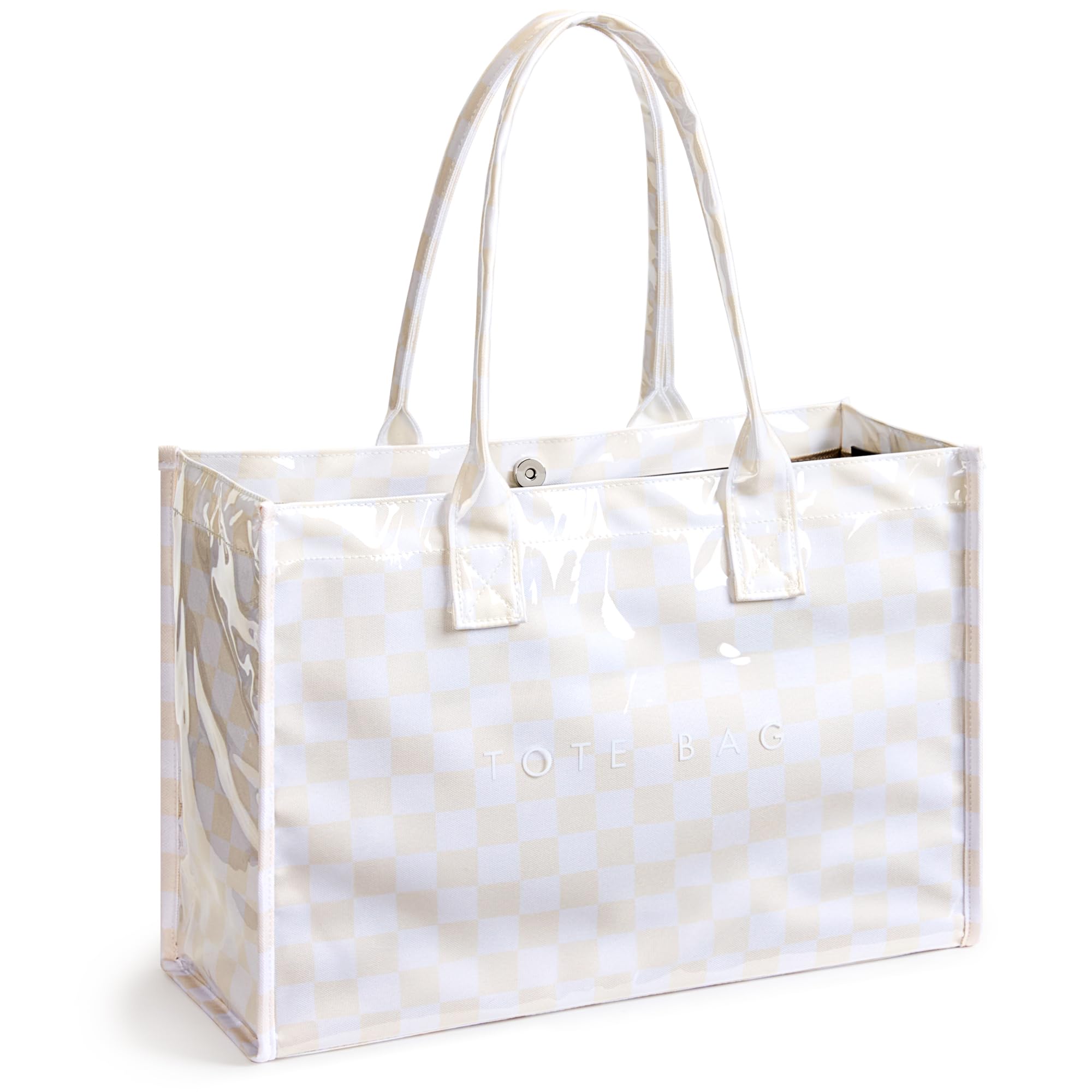 KALIDI PVC Tote Bag Women’s Kraft Paper Work Handbags Purses with Top Handle