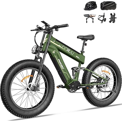FREESKY Alaska Pro 2025 Electric Bike for Adults 3000W 48V 41Ah Dual Battery Ebike 160 Miles Long Range 40MPH 26" Fat Tire Full Suspension Mountain E-Bike with Hydraulic Brakes Off Road All Terrain