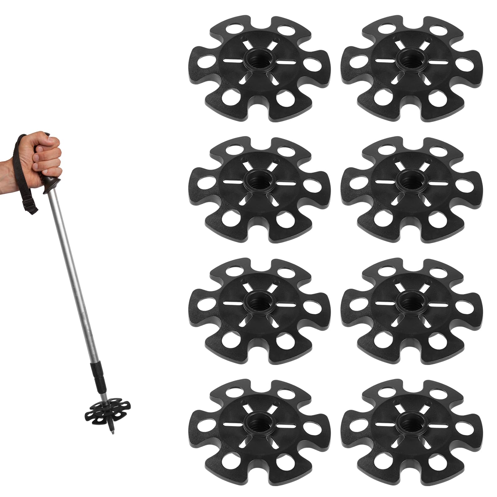 Gosknor 8pcs Paniers à Neige pour Bâtons de Randonnée, Panier pour Bâtons de Ski, Noir, Classique, Sports d'hiver