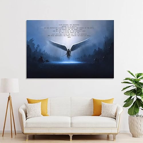 Miniatura 4 de POCHY Póster con citas de inspiración de ángeles, San Miguel Arcángel, defiendenos en batalla, lienzo decorativo para pared, cocina, dormitorio,