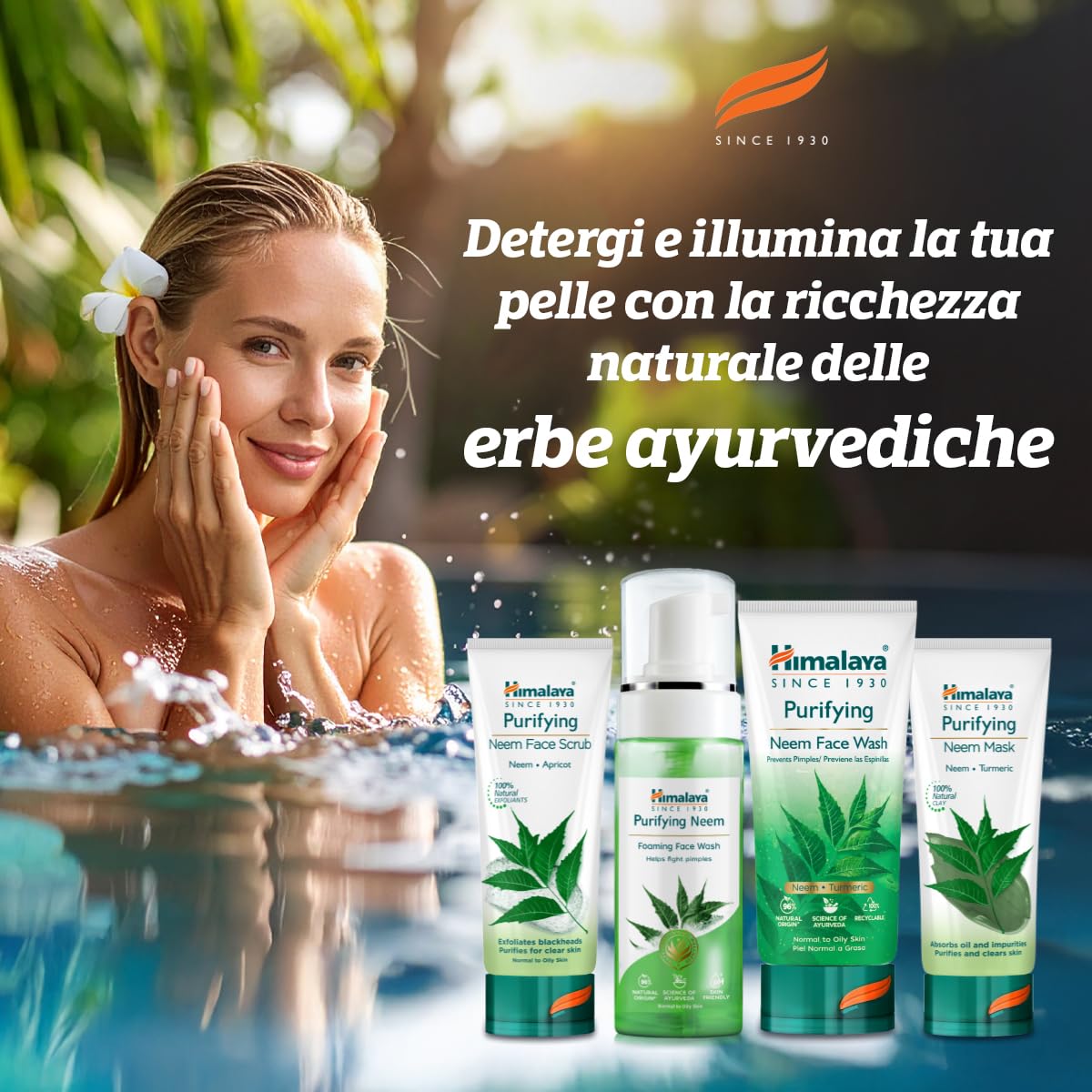HIMALAYA HERBALS Neem Gel detergente viso purificante al Neem, 2 unità x 150 ml, l'imballaggio può variare
