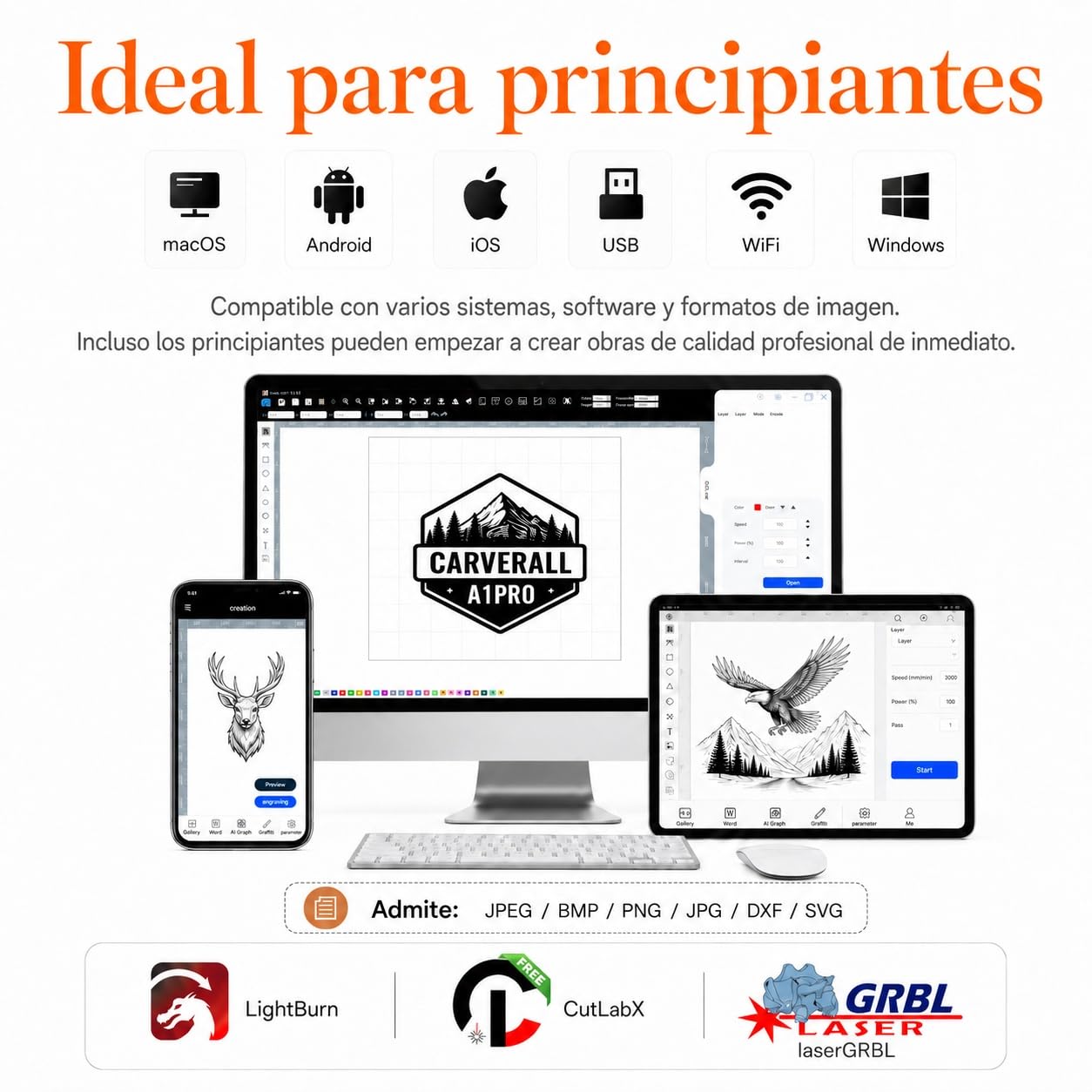 A1 PRO 5W Grabadora Láser Clase 1, Máquina de Grabado Cerrada con Cámara HD, WiFi y Software con IA, Precisión de 0,01 mm, Portátil para Madera, Cuero, Metal y Vidrio