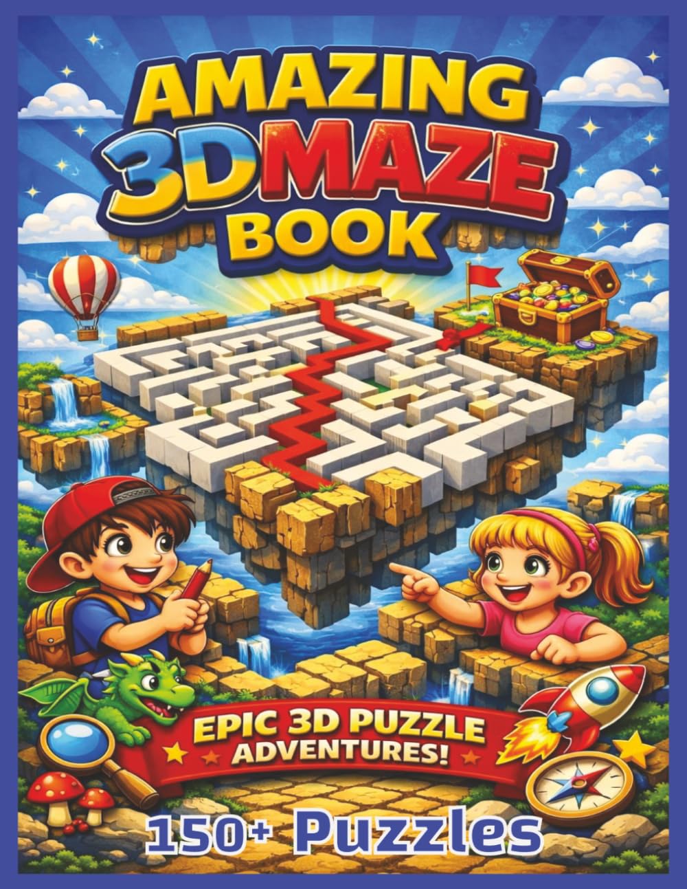 Amazing 3d Maze Book: Amazing 3D Maze Book: Fun & Challenging 150+ Puzzles with Solutions... 8.5x11 inch Large Easy to Read Print... for Children, Teens, Adults & Seniors