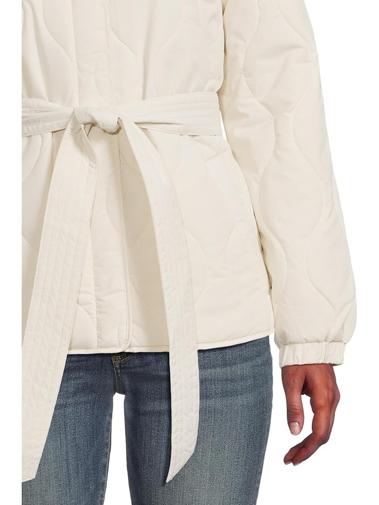 White Lauren Ralph Lauren Belted Hooded Soft Puffer 25"