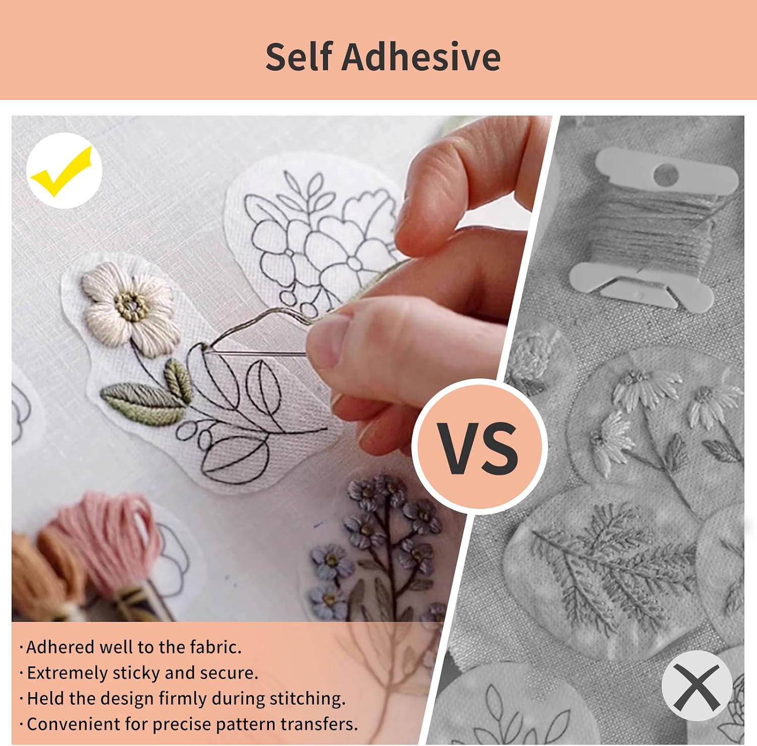Embroidery Paper Wash Away 8.5x11 Inch, 10 Sheets Dissolvable Embroidery Stabilizer Printable Sticky Embroidery Paper Stabilizer Allowed for Sewing Hand & Machine Embroidery
