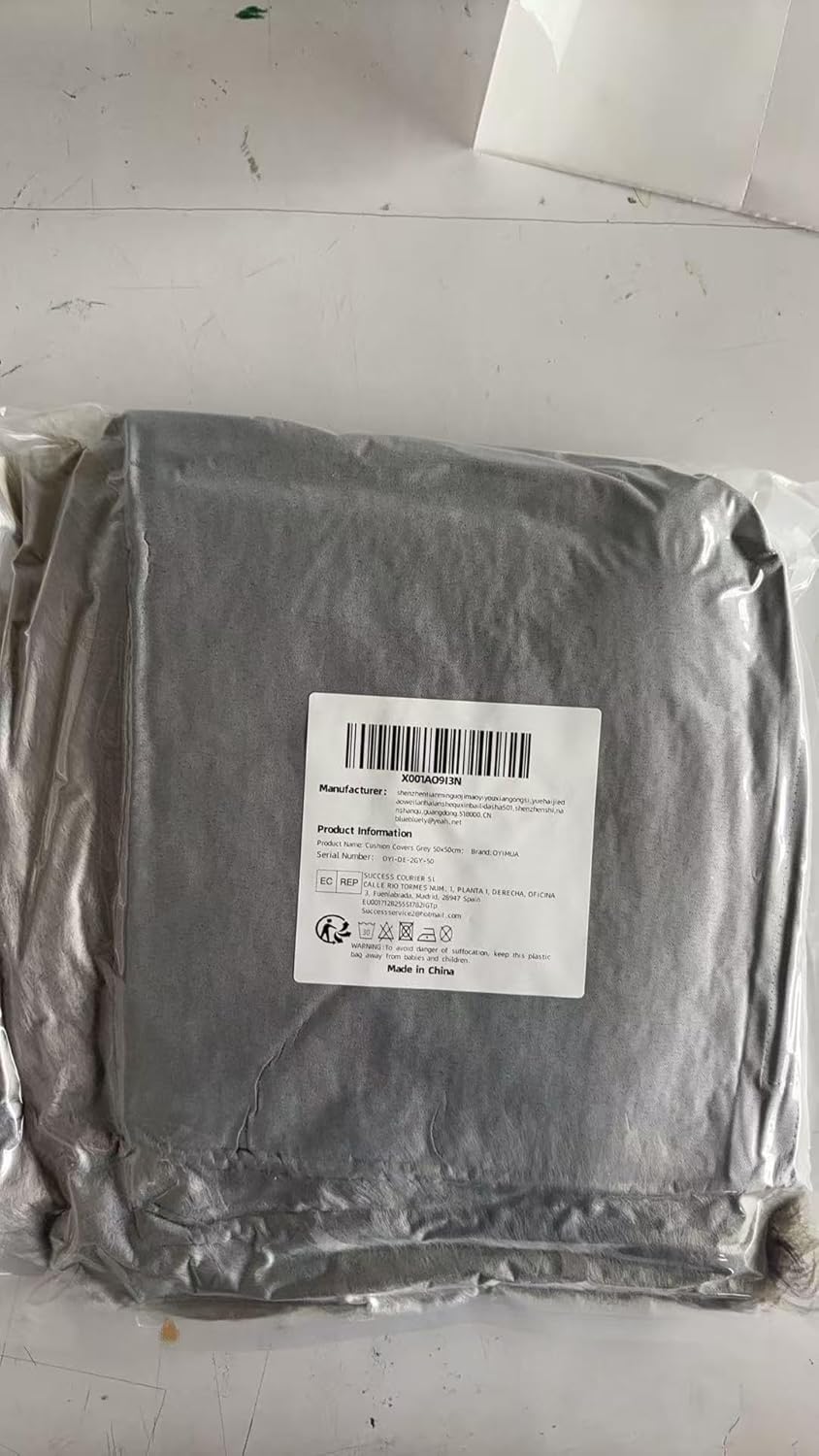 OYIMUA Fluffy Decorative Throw Pillow Covers Gray 20×20, Faux Fur Farmhouse Luxury Pillow Cases,Soft Plush Fuzzy Cushion Covers for Sofa Couch Living Room Bedroom Set of 2 - Image 2