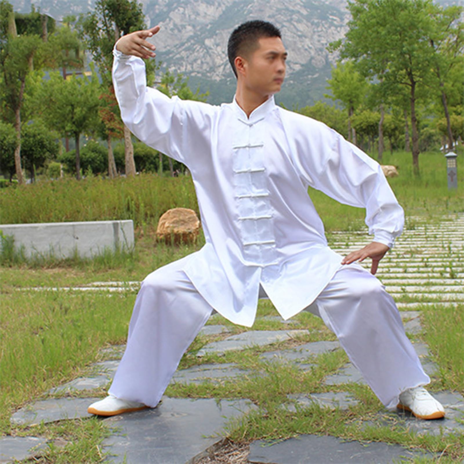 Tradycyjny mundur sztuk walki Zestaw mundurów Tai Chi, wielokolorowy, wiele rozmiarów(White 1,170-XL)