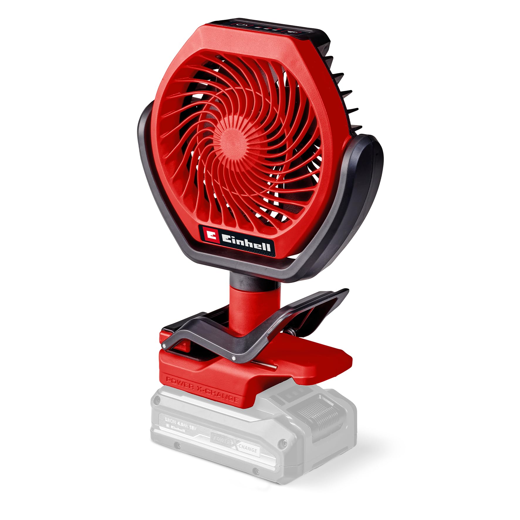 Einhell Ventilateur sans fil GC-CF 18/110 Li-Solo Power X-Change (18 V, moteur sans charbon, 3 niveaux de vitesse, réglable en continu, possibilités de fixation multiples, vendu sans batterie)