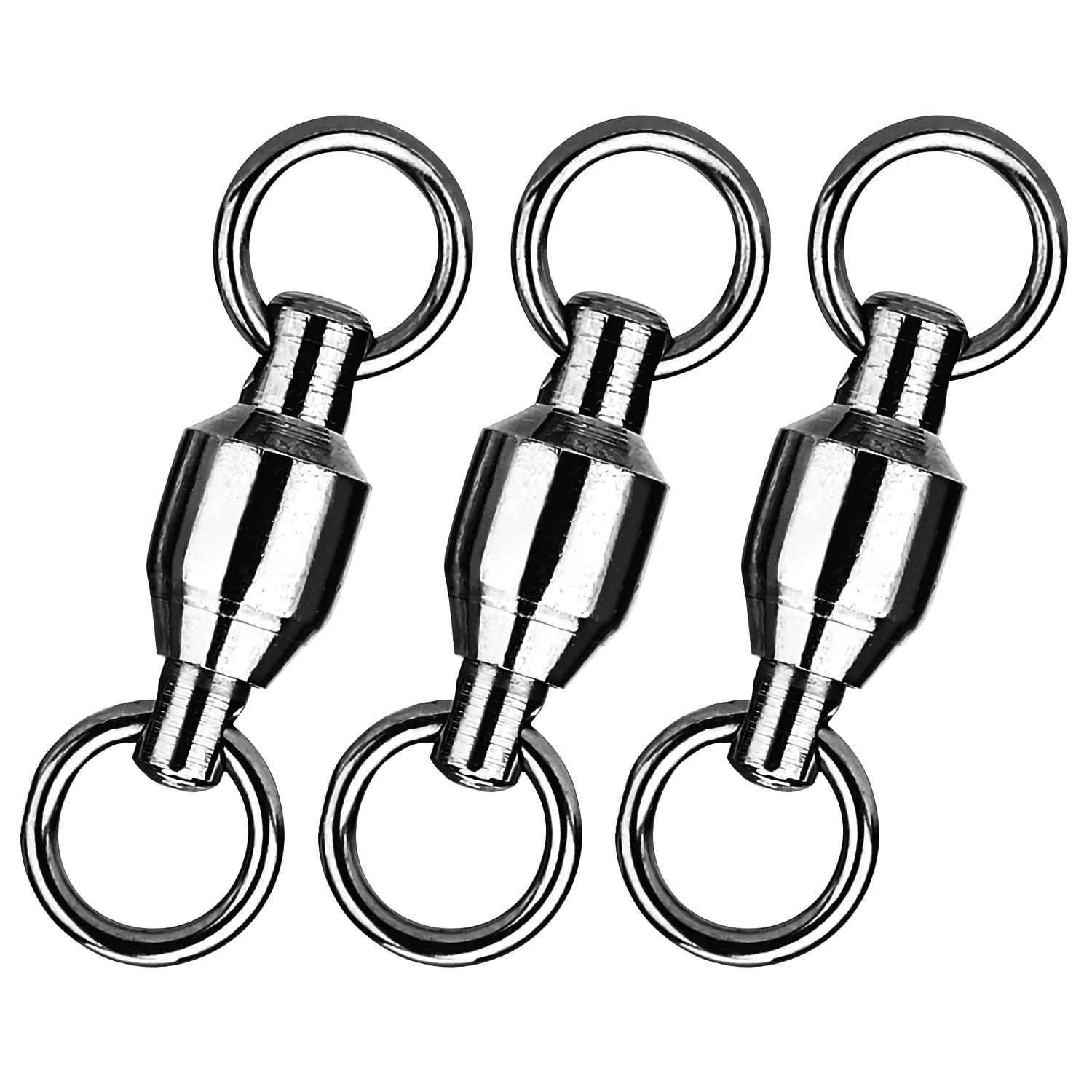 Atibin Connector Ball Bearing Swivel Saltwater Barrel Rings Fishing Swivel Bearing Strength Saltwater Fishing Swivels Steel Black Nickel 25pcs 109lbs
