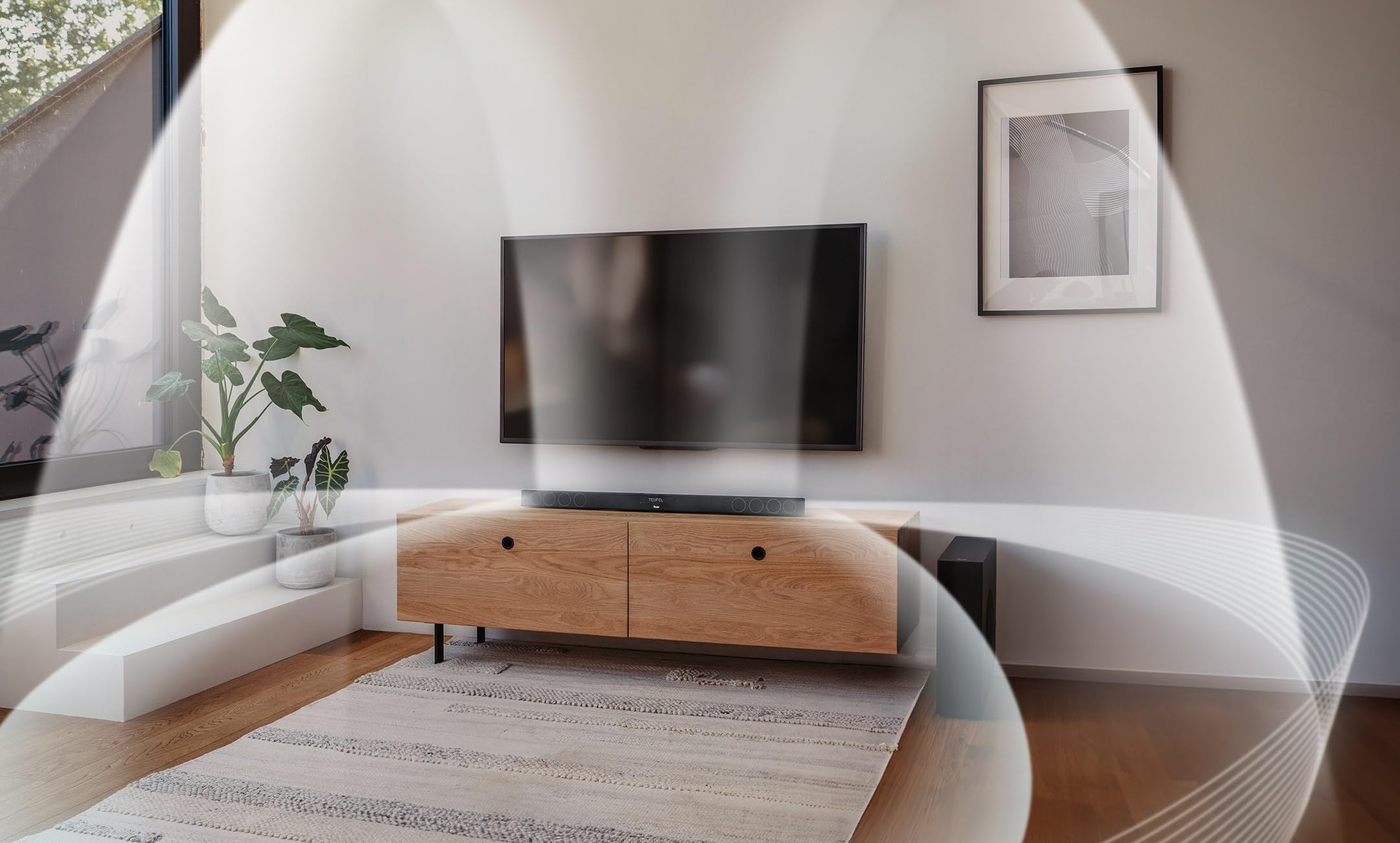 Teufel Cinebar 11 4.1 Mk4 - Soundbar Dolby Atmos con subwoofer wireless e altoparlanti posteriori, sistema audio Bluetooth, aptX, HDMI CEC, 4K Pass-Through, bianco