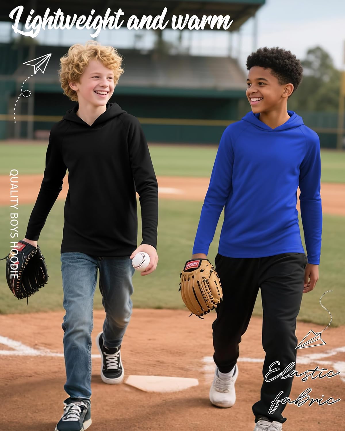 3 Pack Boys Hoodies Kids Long Sleeve Athletic Workout Cotton Blend Sweatshirts Casual Pullover Shirts(ages 6-18) - Image 3