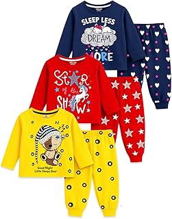 Kuchipoo Girls Cotton Night Suit Set | Full Sleeve Printed Top & Pajama | Soft & Breathable Sleepwear | Comfortable Elasti... Price In India