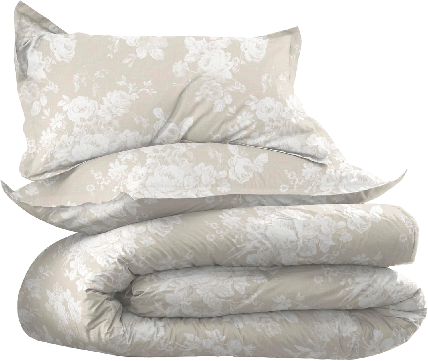 Martex EcoPure Comfort Wash 3-Piece Print King Size Comforter Set – 100% Organic Cotton - All-Season - Breathable & Lightweight – Easy Care – Sienna