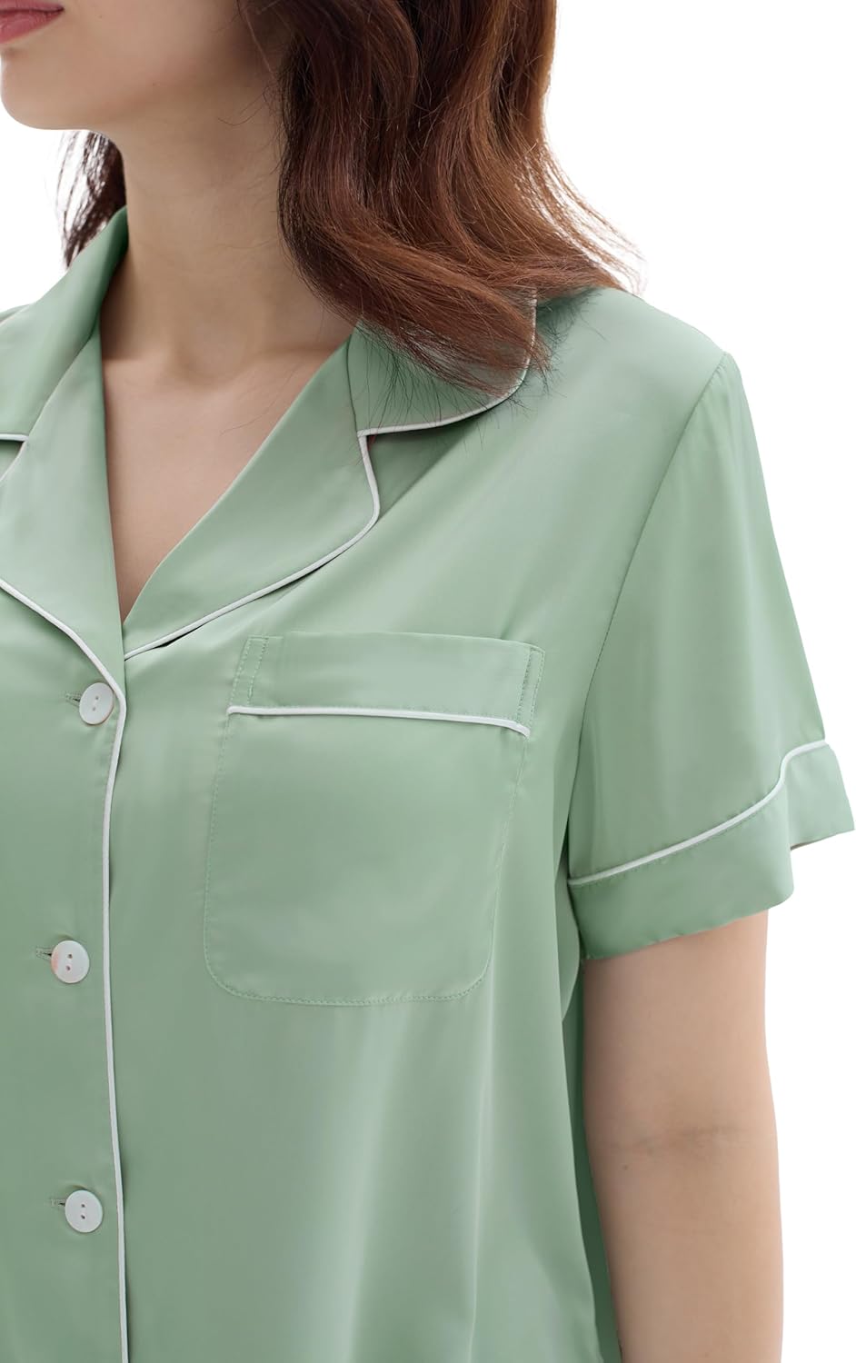 Joyaria Women Satin Silk Capri Pajamas Super Soft Comfy Sleepwear Short Sleeve Button Down loungewear Sets S-XXL - Image 6