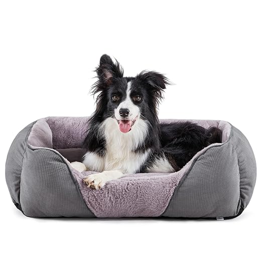 JOEJOY Dog Bed Medium Washable 25in, Super Soft Pet Beds and Cosy Plush Dog Bed for Dogs, Cats, Kittens and Puppies, 64 * 53 * 20CM