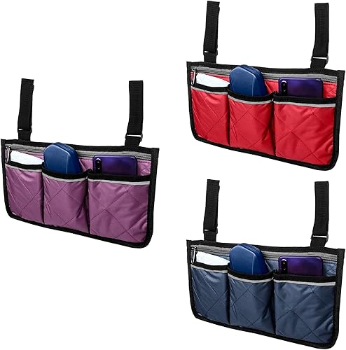 Miniatura 9 de Tissting Organizador de reposabrazos de sofá de 12.6 x 6.9 pulgadas, bolsa multifuncional para colgar lateral para silla de ruedas, gran capacidad,