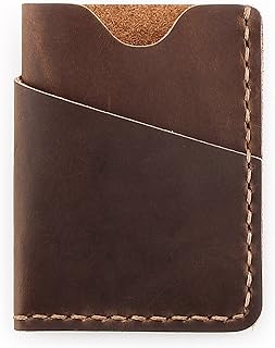 Robrasim Front Pocket Minimalist Slim Wallet, Handmade Genuine Leather Minimalist Credit Card Case Holder for Men & Women - Brown