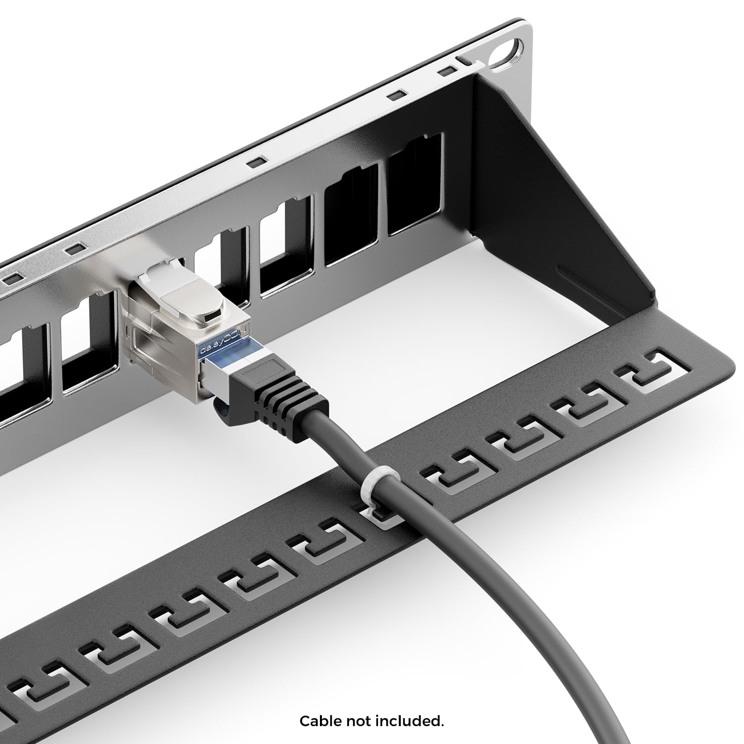 deleyCON 16 Port CAT 7 Patchpanel Pole Modularne 1 HE + 16x Złącze RJ45 (Gniazdo na Gniazdo) Moduł Keystone CAT 7-19" Zoll Montaż w Szafie Serwerowej Kompatybilne z CAT6 CAT7 CAT8 Patchkabel Czarny