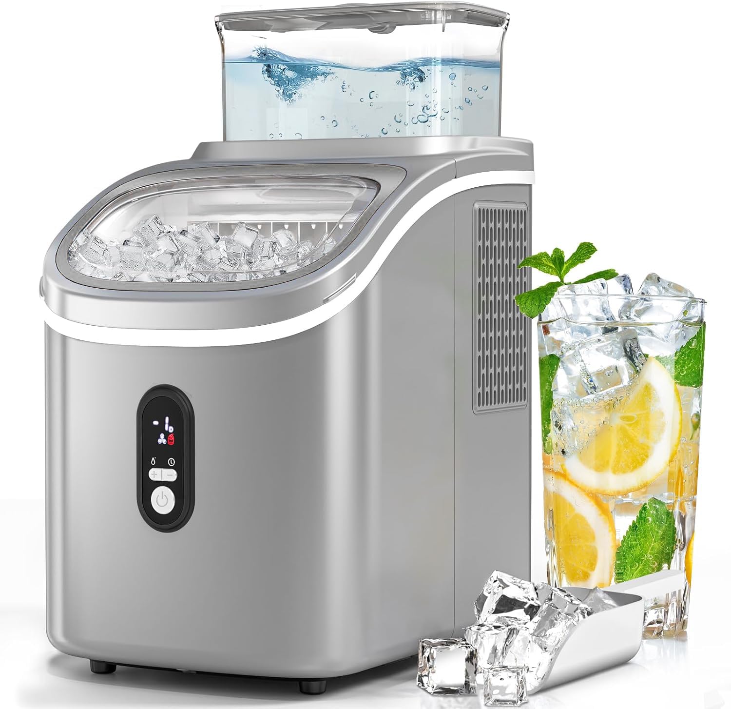 Electactic Countertop Ice Cube Maker Machine With External Water Tank,16pcs/5mins,34lbs/Day,2 Ways To Add Water,Portable Compact Small Ice Maker With Self-Cleaning,Perfect For Home/Kitchen/Camping/RV on Fridge.com - View 1