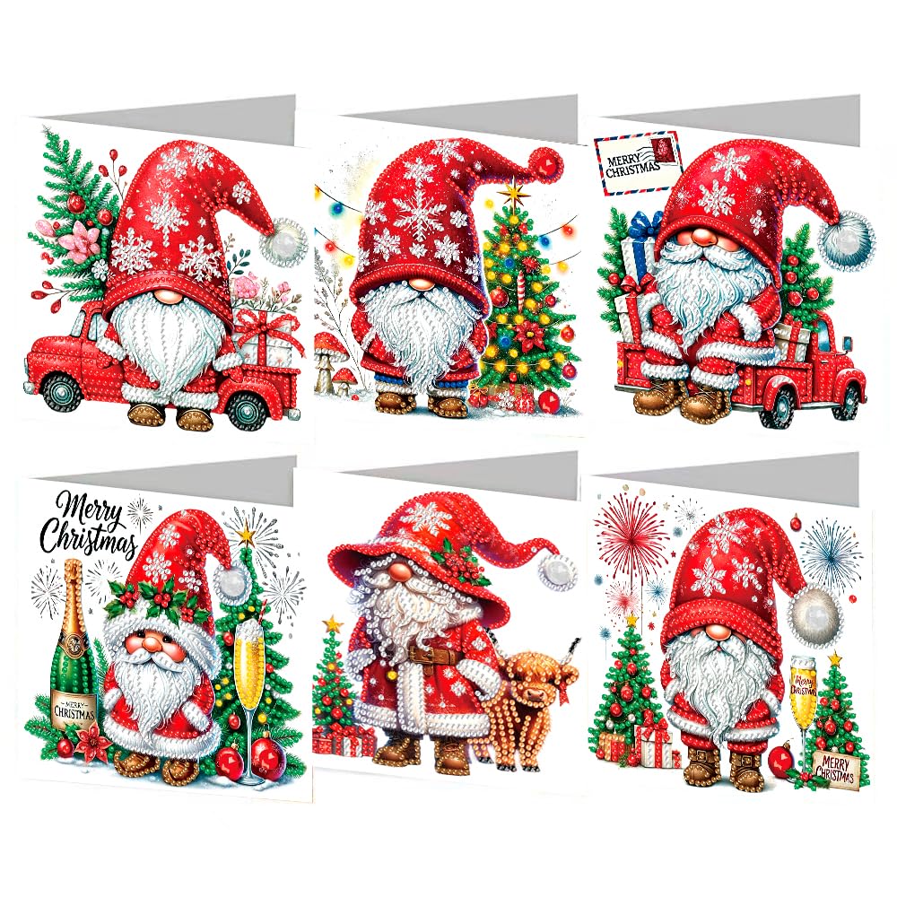 5D DIY Diamond Drawing Holiday Card/Painted Birthday Greeting Cards Kit,with Envelopes Special Shaped Gem Painting Card Art Craft for Thanksgiving Mother's Day (ChSanta Claus C)