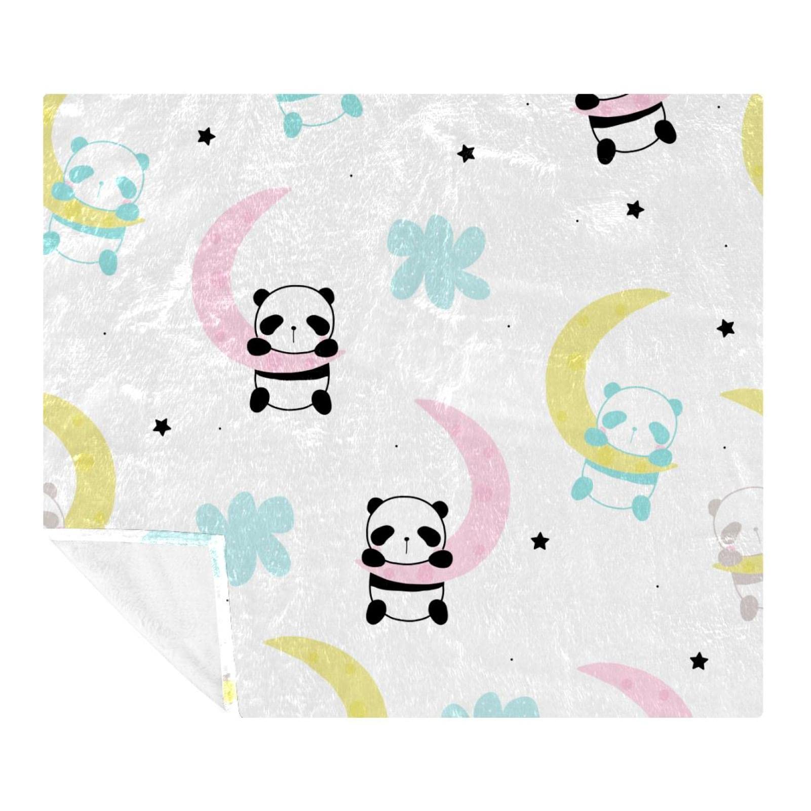 Couverture polaire douce contre le froid Panda Sleep On Moon plaid léger lit enfant