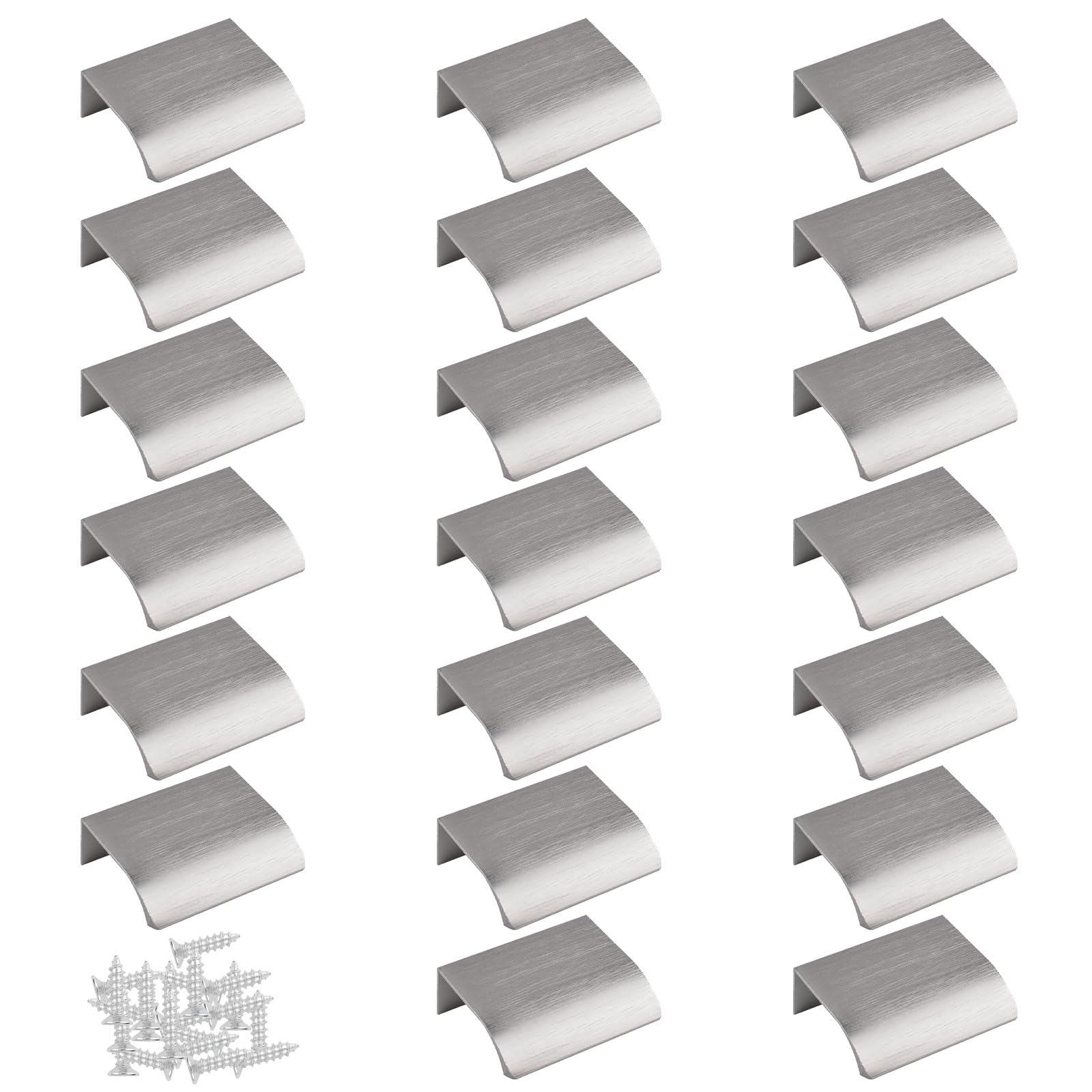 MOROBOR Finger Edge Pull, 20pcs Curved Hidden Back Mount Door Handle Modern Style Drawer Handle, Aluminum Alloy Invisible Handle for Cabinet Hardware