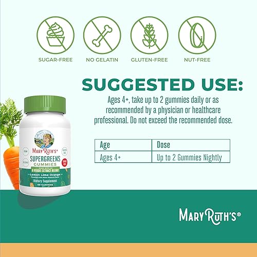 Miniatura 3 de MaryRuth's Super Greens Gummies  Sin azúcar  Polvo súper verde en una gomita  8 gomitas verdes con una porción completa de verduras para adultos y