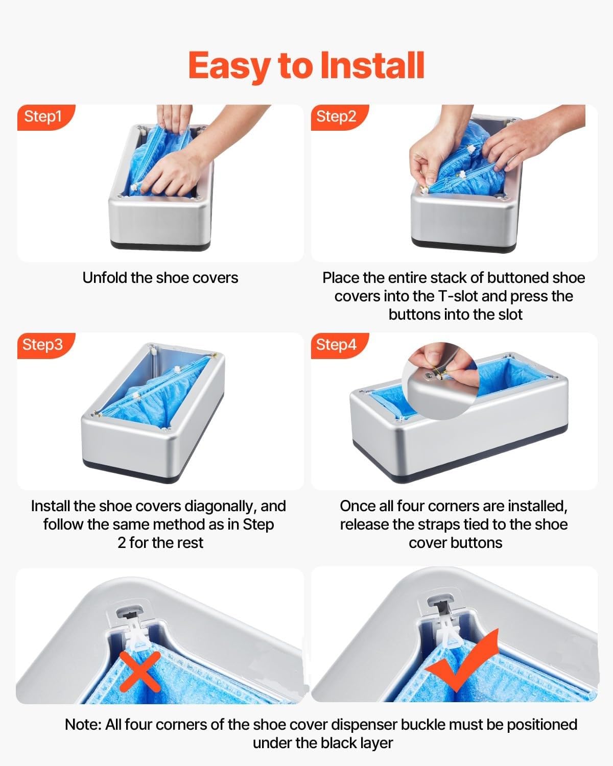 Dispensador automático de cubrezapatos con 100 unidades de cubrezapatos desechables antideslizantes, para uso doméstico, de oficina, laboratorio, fábrica, hospital e interiores(Silver)