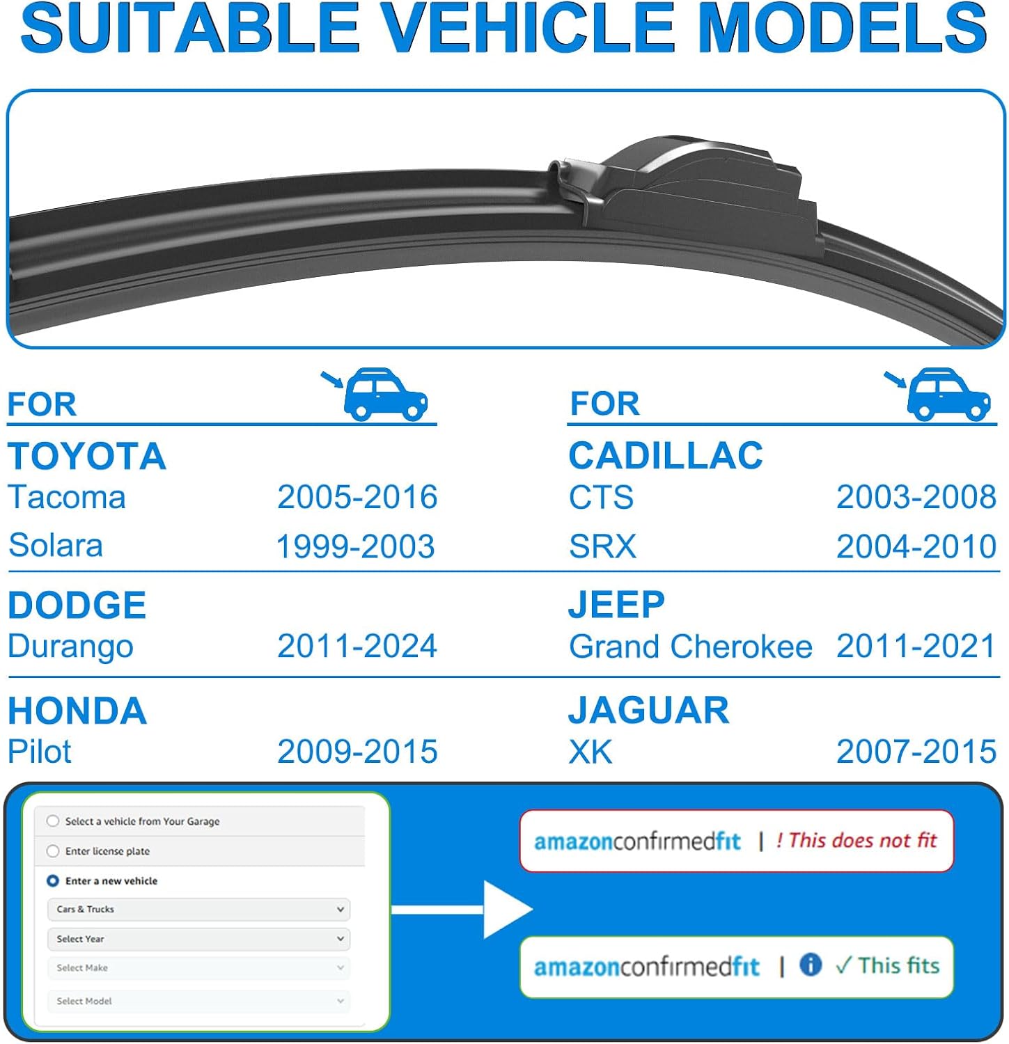 CJPPPZIW® Windshield Wipers -22"+21" Replacement for 2005-2016 Toyota Tacoma/2011-2024 Dodge Durango,OEM Quality Premium All-Season Wiper Blades (Set of 2)