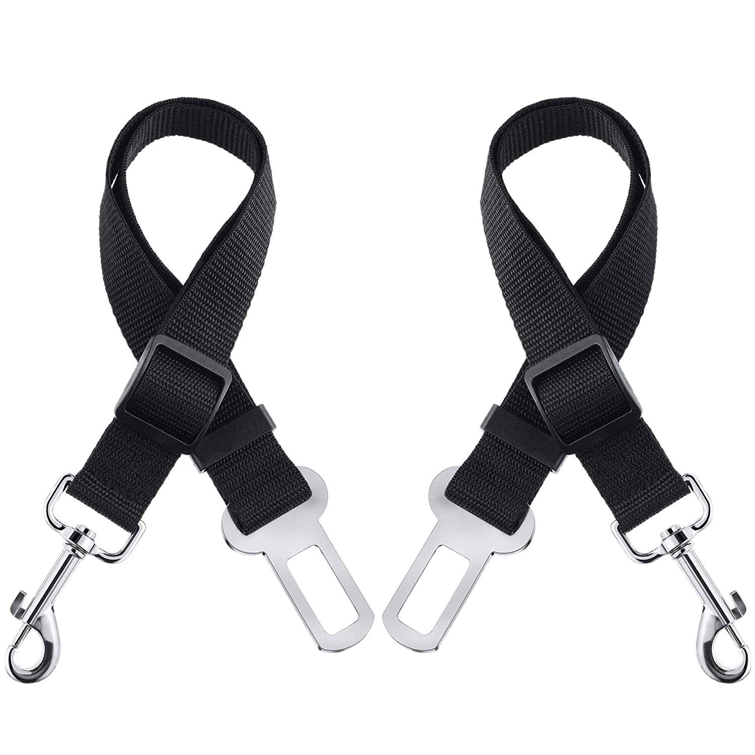 BSTHPDog Seat Belt Adjustable Nylon Band for Dog Cat Car Safety Leash, 2pack Black
