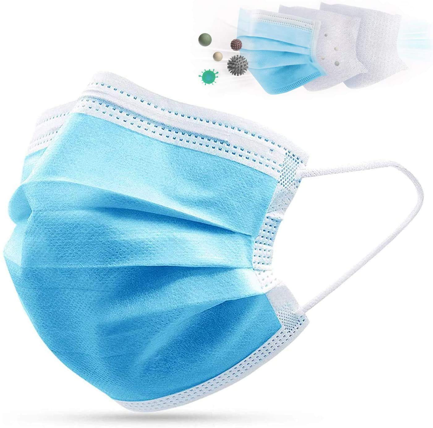 TeeBustrr®3Ply Anti-pollution Disposable Mask|Certified Filteration |with Metal Nose Pin (Pack of 200) (B08CKW3GCB) Amazon Price History, Amazon Price Tracker