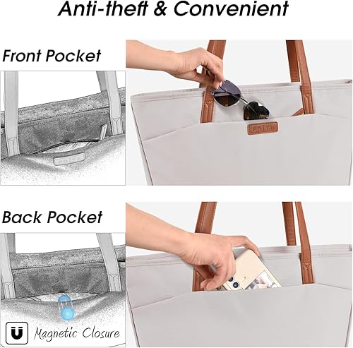 Miniatura 10 de Prite Bolsa de hombro para laptop con compartimento para computadora de 16 pulgadas para viajes de trabajo