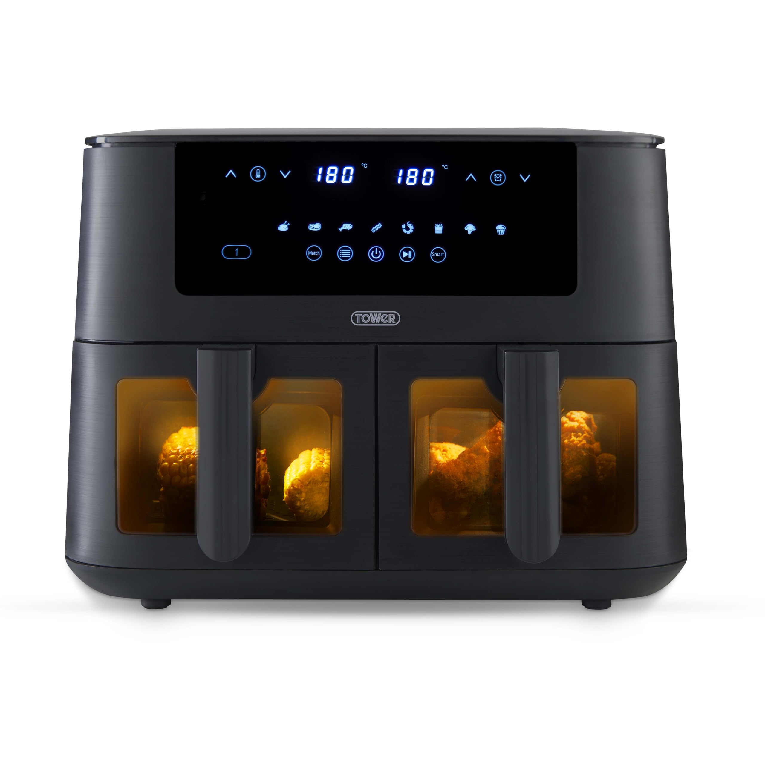 Tower Vortx 8L Dual Basket Air Fryer With Viewing Windows, Black