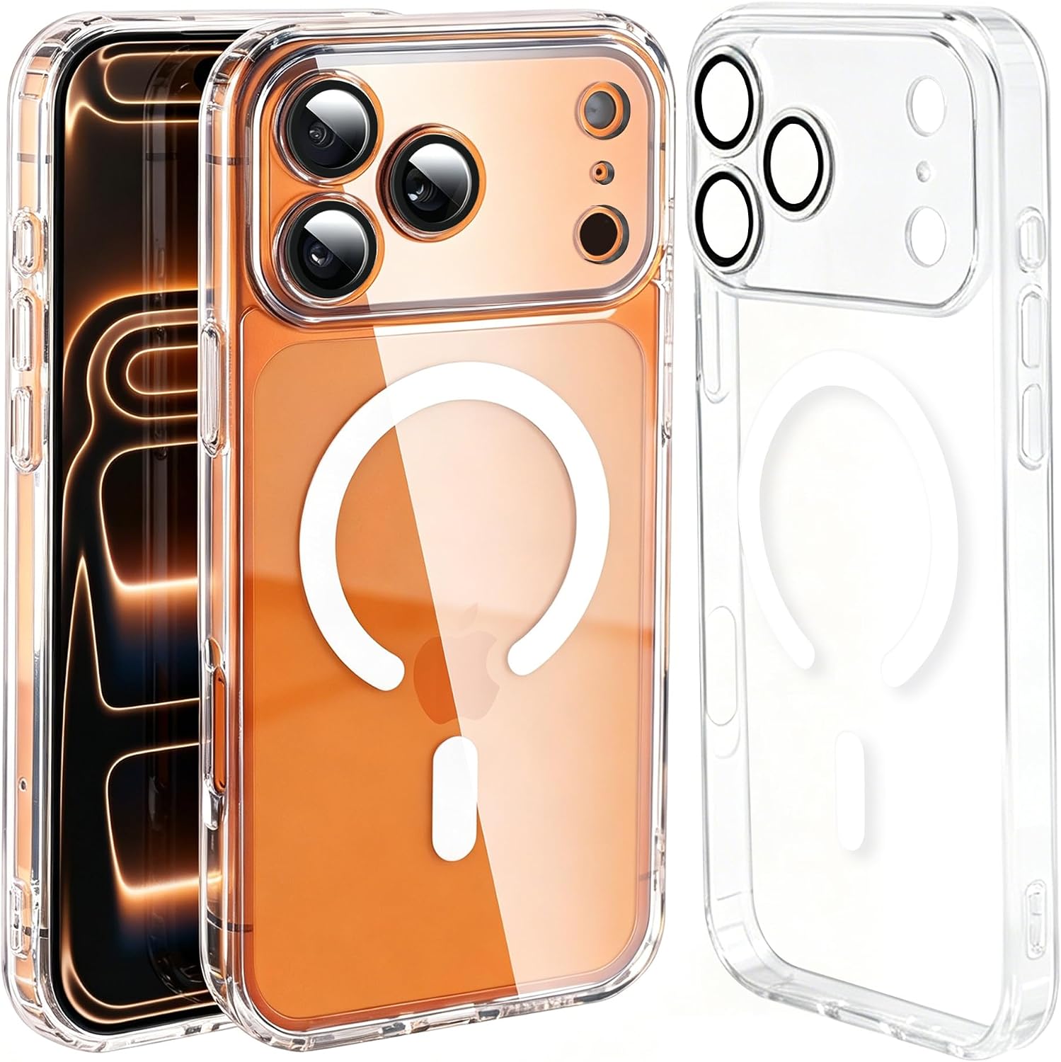 Magnetic case for iPhone17 Pro Max,Fit for MagSafe,Camera Protector,Crystal Transparent,Military Grade Hardness Anti Yellowing,Wireless Charging Compatibility (iPhone 17 Pro Max,Clear)