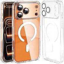Magnetic case for iPhone17 Pro Max,Fit for MagSafe,Camera Protector,Crystal Transparent,Military Grade Hardness Anti Yellowing,Wireless Charging Compatibility iPhone 17 Pro Max,Clear