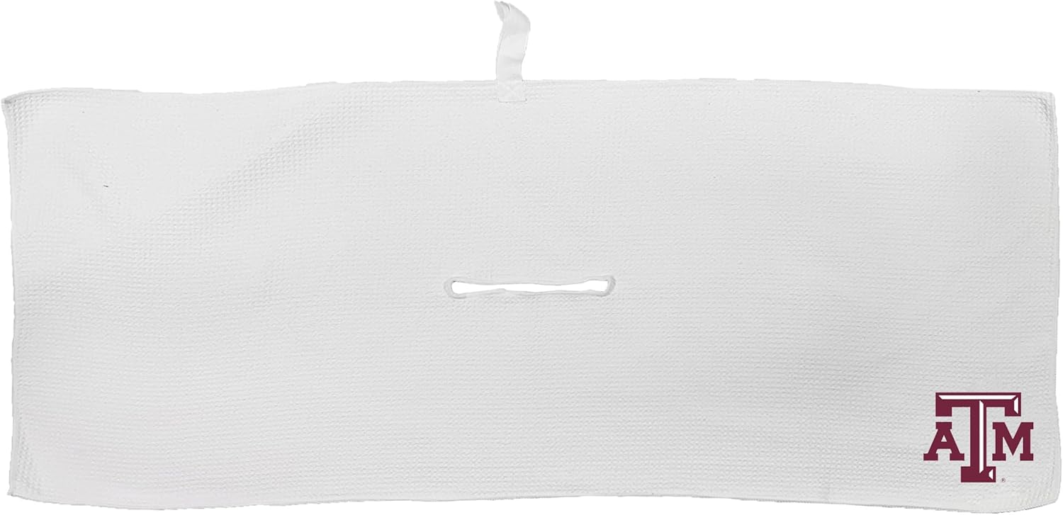 Team Golf NCAA NCAA Microfiber Towel - 16" X 40" (White) with Carabiner Clip, Premium Microfiber with Deep Waffle Pockets- Superior Water Absorption and Quick Dry Golf Cleaning Towel