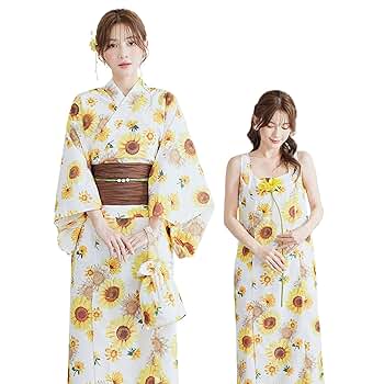 浴衣反物☆向日葵&蝶柄と格子柄のAラインワンピース(M〜L) 楽天市場】浴衣 ワンピース（柄向日葵）（和服｜レディース
