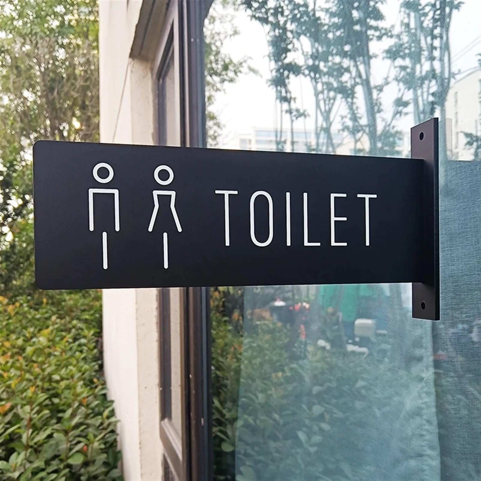 Letrero de Aseo Señal de inodoro doble cara, señales pared lateral baño, recordatorio, puerta montadas lateralmente for hombres y mujeres(1)