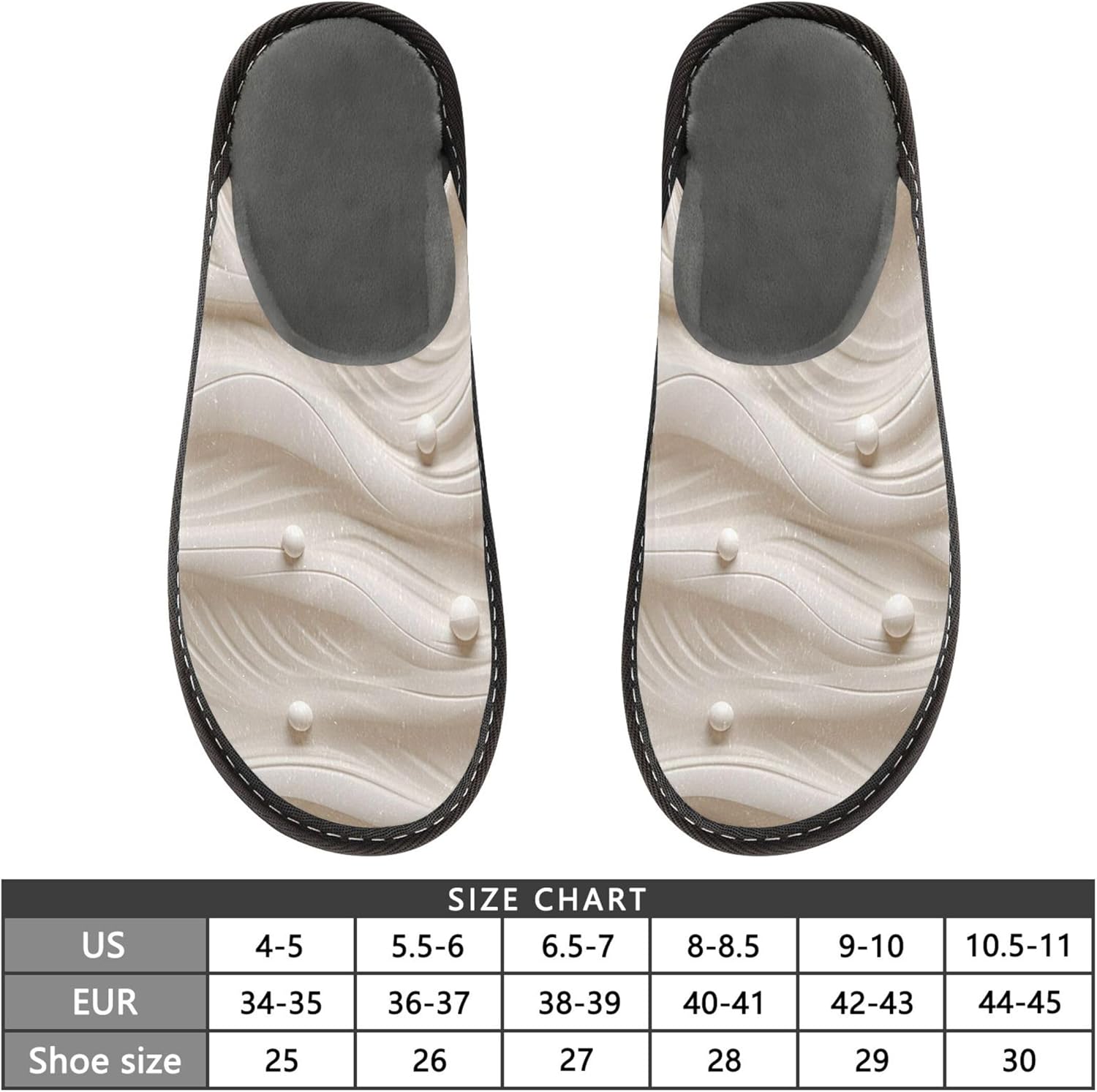 Beige Pearls House Slippers – Cozy Fuzzy Slippers for Guests, Washable & Disposable, Perfect for Shoeless Home, Spa & Hotel Use A111241